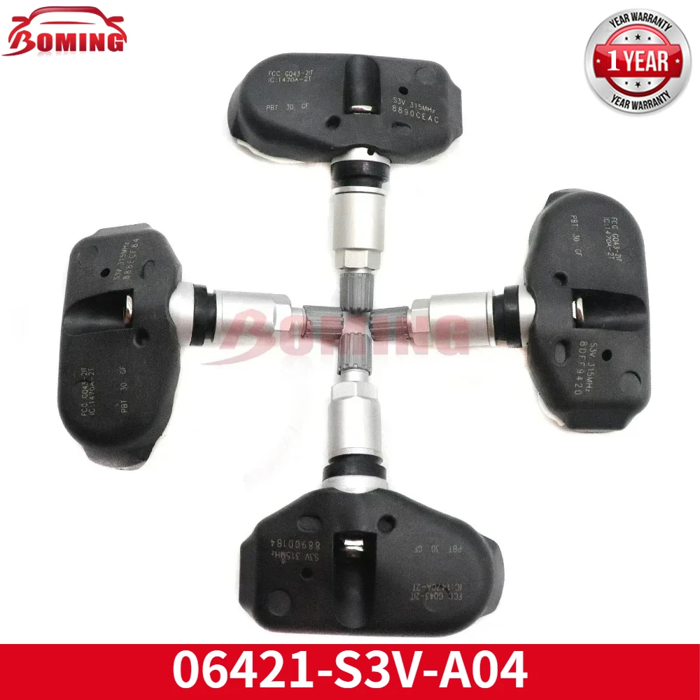 

New TPMS Tire Pressure Monitor Sensor 4PCS For Odyssey Ridgeline Honda Pilot Acura RLTL MDX 3.2L 3.5L 2005-2014 06421-S3V-A04