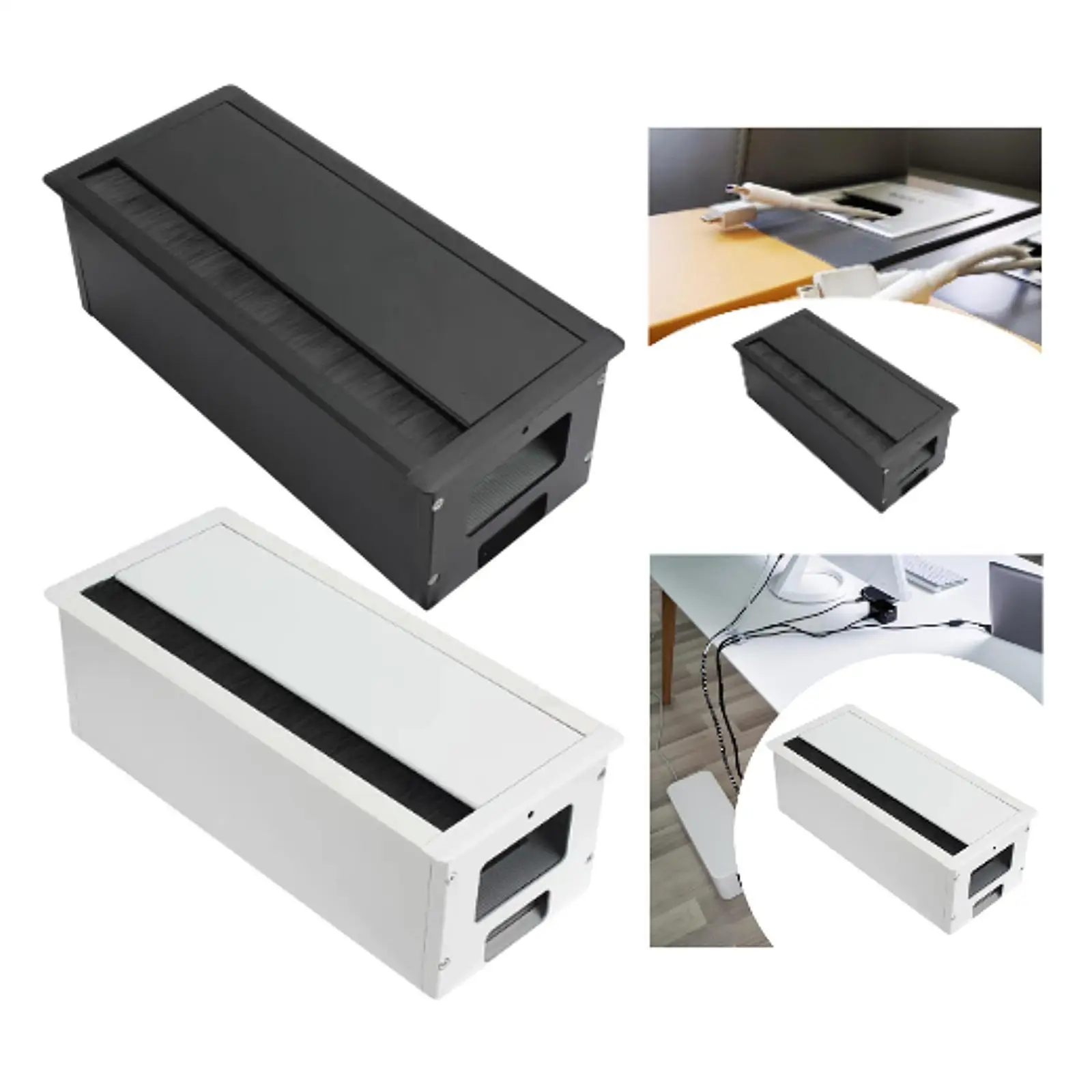 Computer Desk Cord Grommet, Rectangular Wire Organizer, Space Saving Thread Hole Cover Cable Management