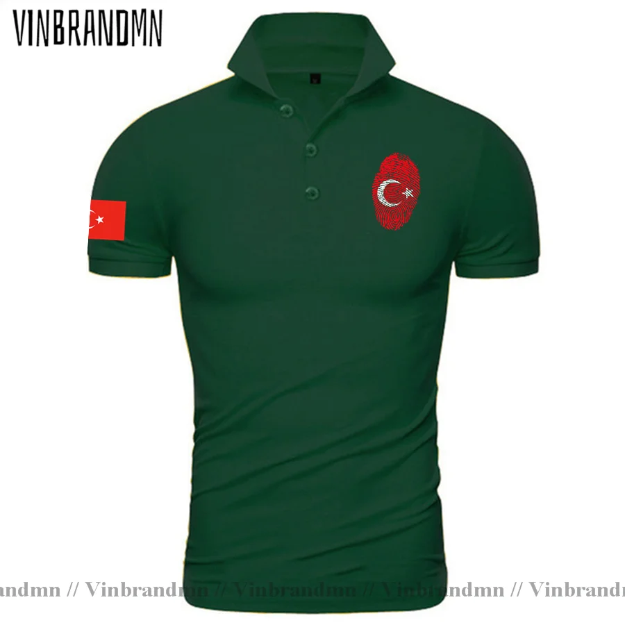 

2023 New Style Turkey Flag Fingerprint Polo shirt Man Comfortable All Cotton Shirt New Fashion Classic Brand Country Flag Design