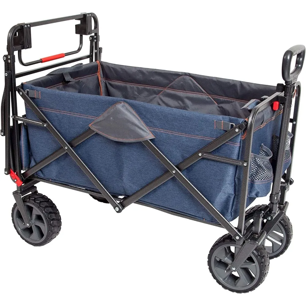 

MacSports 300LB Capacity Push Wagon with Wheels, Handle and Basket - Grocery Heavy Duty Wagon for Camping, Shopping, and More -