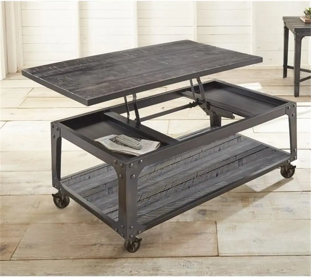 Sherlock Lift Top Hardwood Solid Coffee Table with Casters in Tobacco