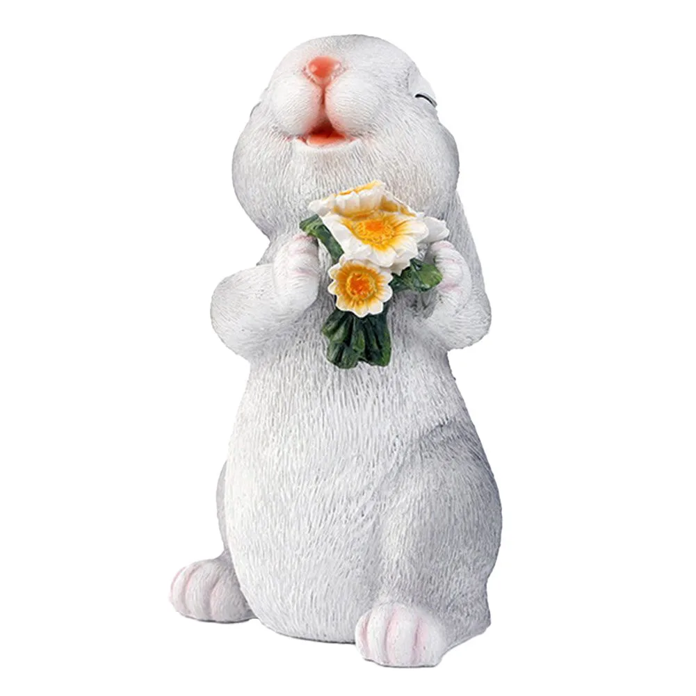 

Outdoor Rabbit Ornament Garden Bunny Decoration Anti-fading Charming Design Easy To Install LED Light Resin Material