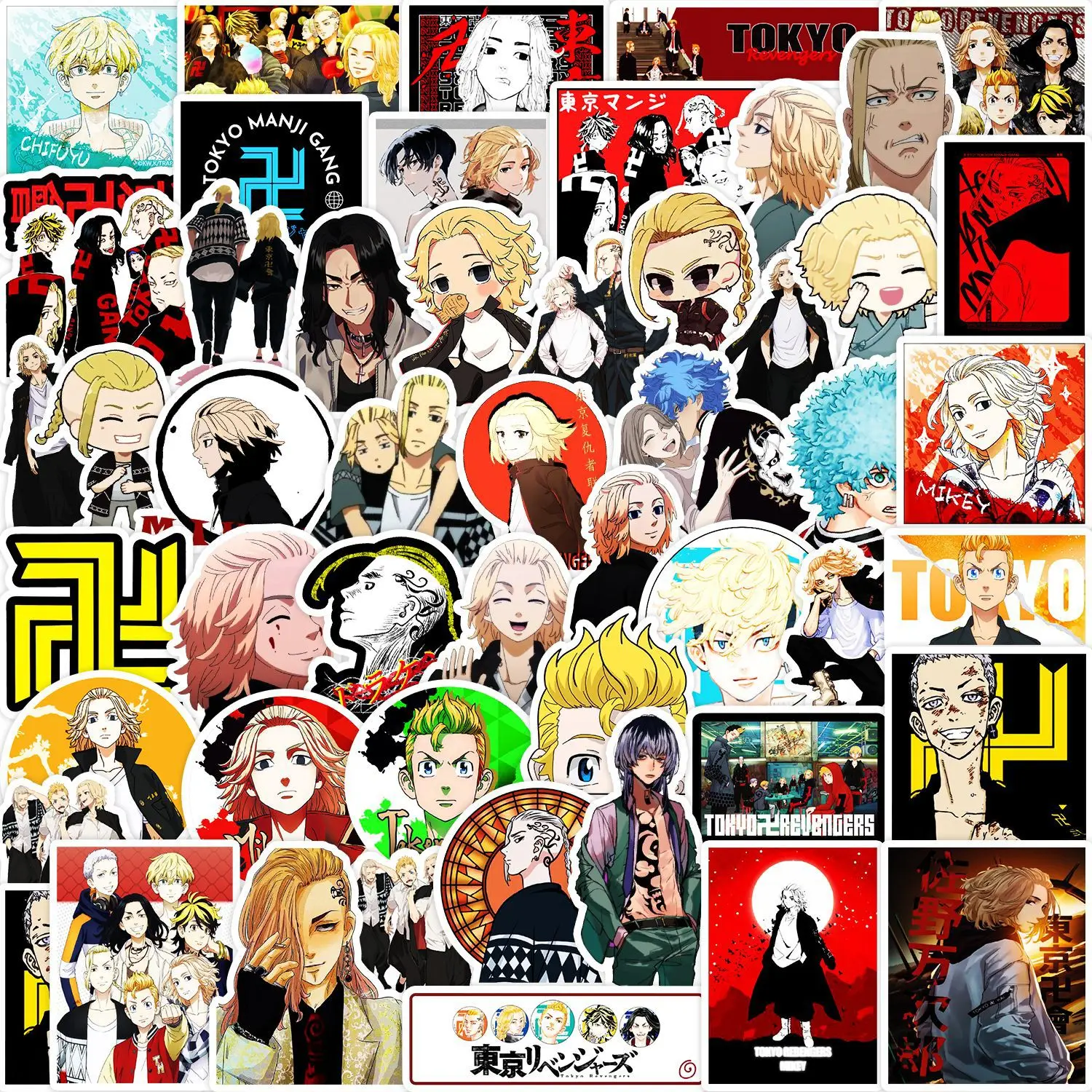 

50Pcs Hot Blooded Anime Tokyo Revengers Series Graffiti Stickers Suitable for Laptop Helmets Desktop Decoration DIY Stickers