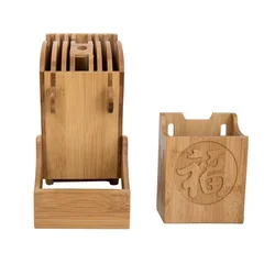 Wood Kitchen Knife Holder Bamboo Scissors Chopsticks Gadget Storage Shelf Rack Knife Block Stand Organizer Accessories