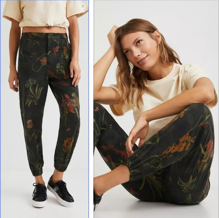 

Внешняя торговля оригинальные одиночные испанские новые брюки с принтом в джунглях коллекция свободных повседневных брюк