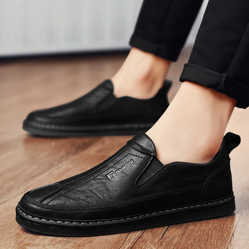 Hot Sale 2023 New Men Casual Shoes Fashion Men Shoes Genuine Leather Men Loafers Moccasins Slip On Men\'s Flats Male Driving Shoe