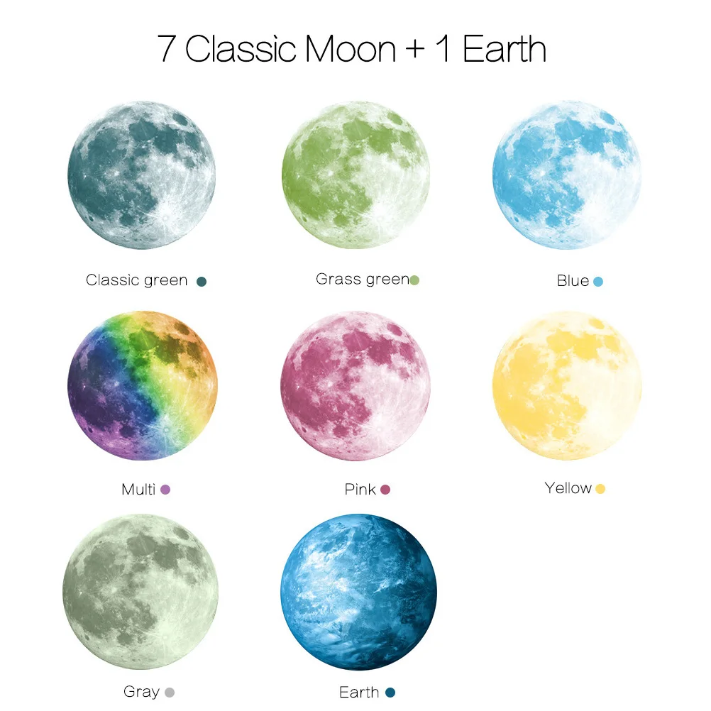 

Luminous Moon Wall Sticker Stickers for Kids Room Decor Space Full
