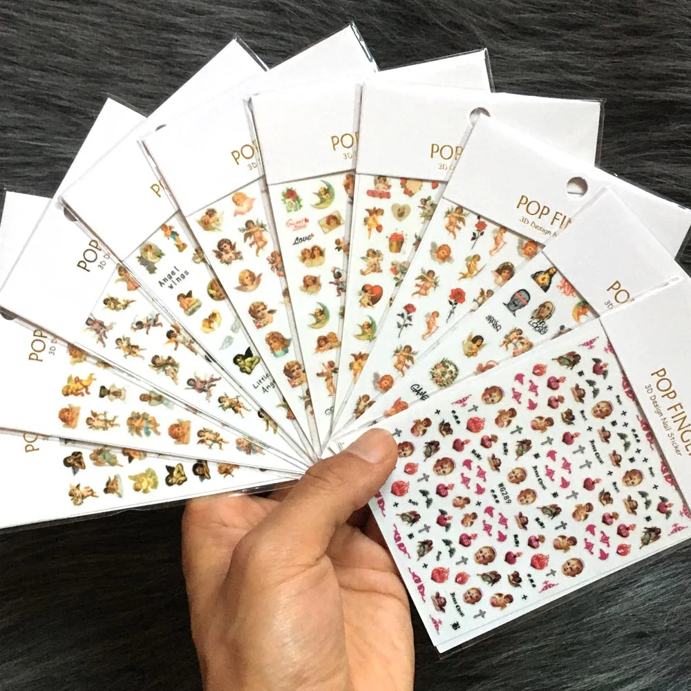 

Baby Angels Wings Vintage Cherubs Nail Art Stickers Valentines Cute Jesus Christ Self-Adhesive Slider Nails Polish Supply Decals