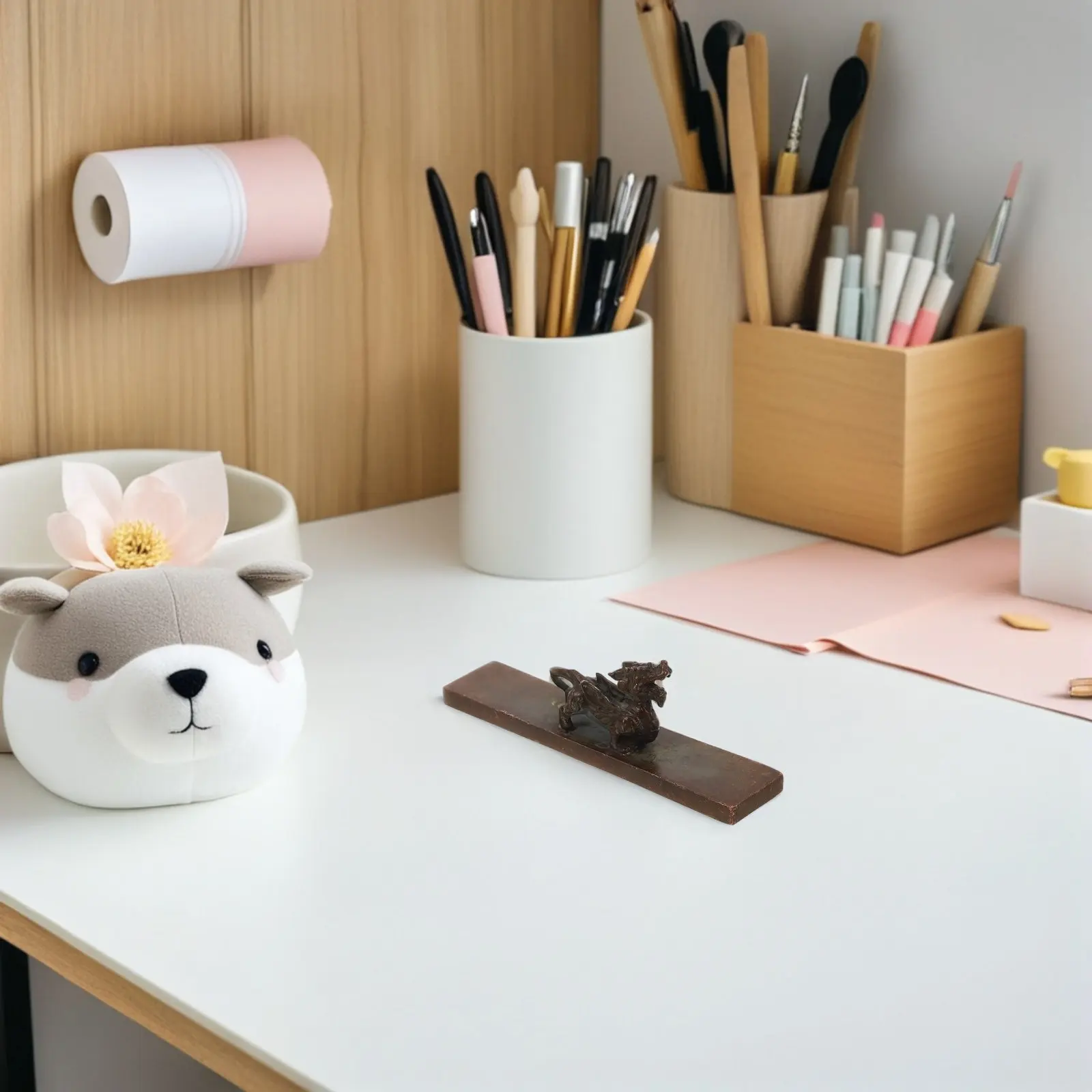 2個入り-銅製の貔貅（ひきゅう）のペーパーウェイト。書道、中国の伝統的な金属製デスクウェイトとして、宣紙、筆、墨を使った絵画やアート作品に。