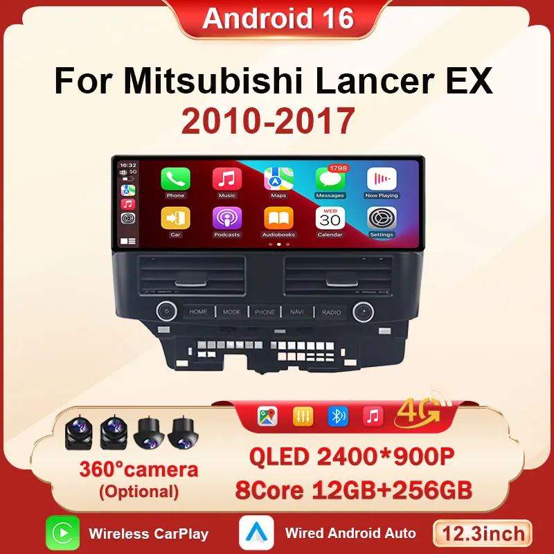 

Автомагнитола Android 16 CarPlay с ультратонким экраном для Mitsubishi Lancer EX 2010-2017 (левый руль), видеоплеер DSP, Bluetooth, 4G, мультимедиа, GPS-навигация