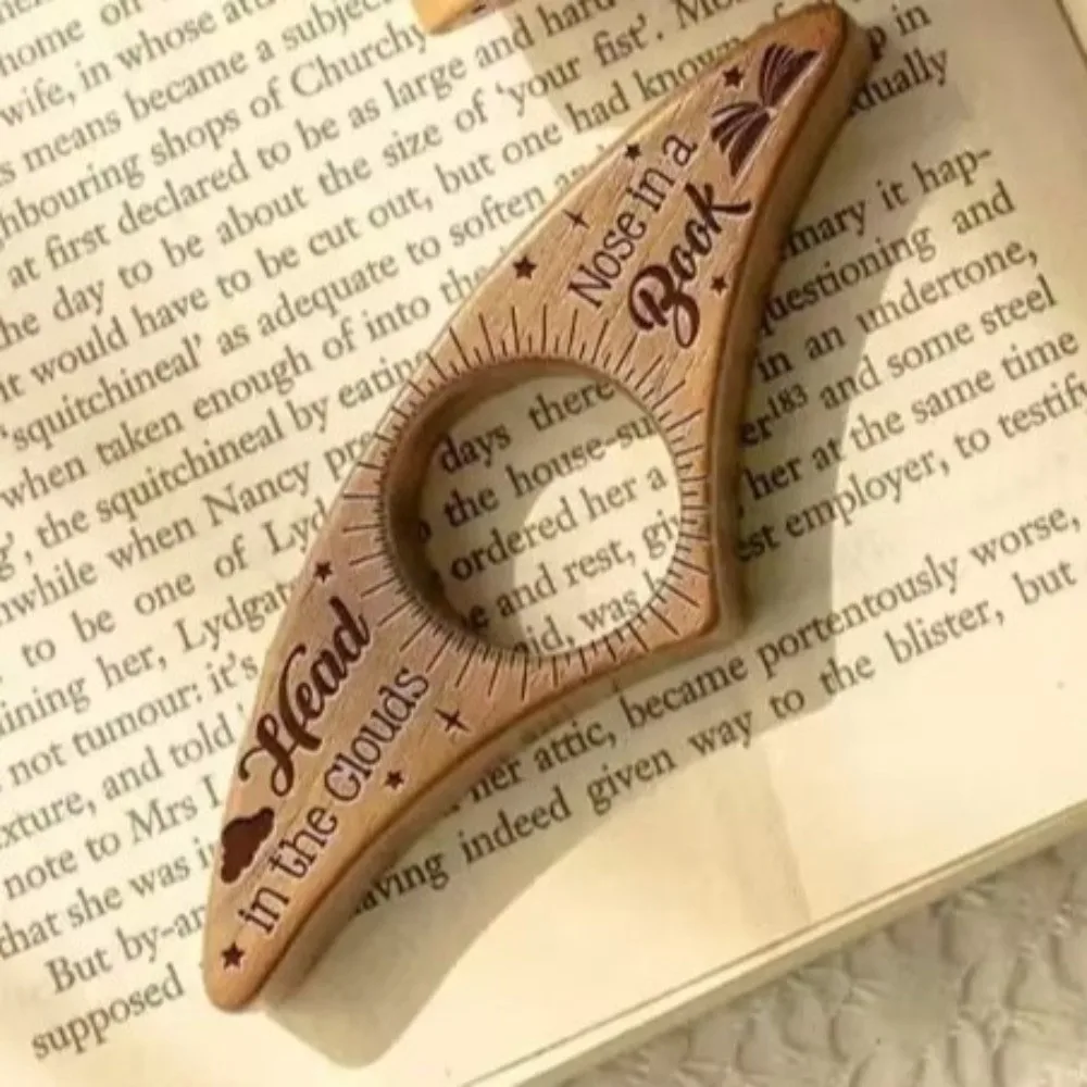 Wooden Book Page Holder Book Decorative Ornament Finger Bookmark Ring One-Handed Reading Aid Reading Tools Thumb Book Holder