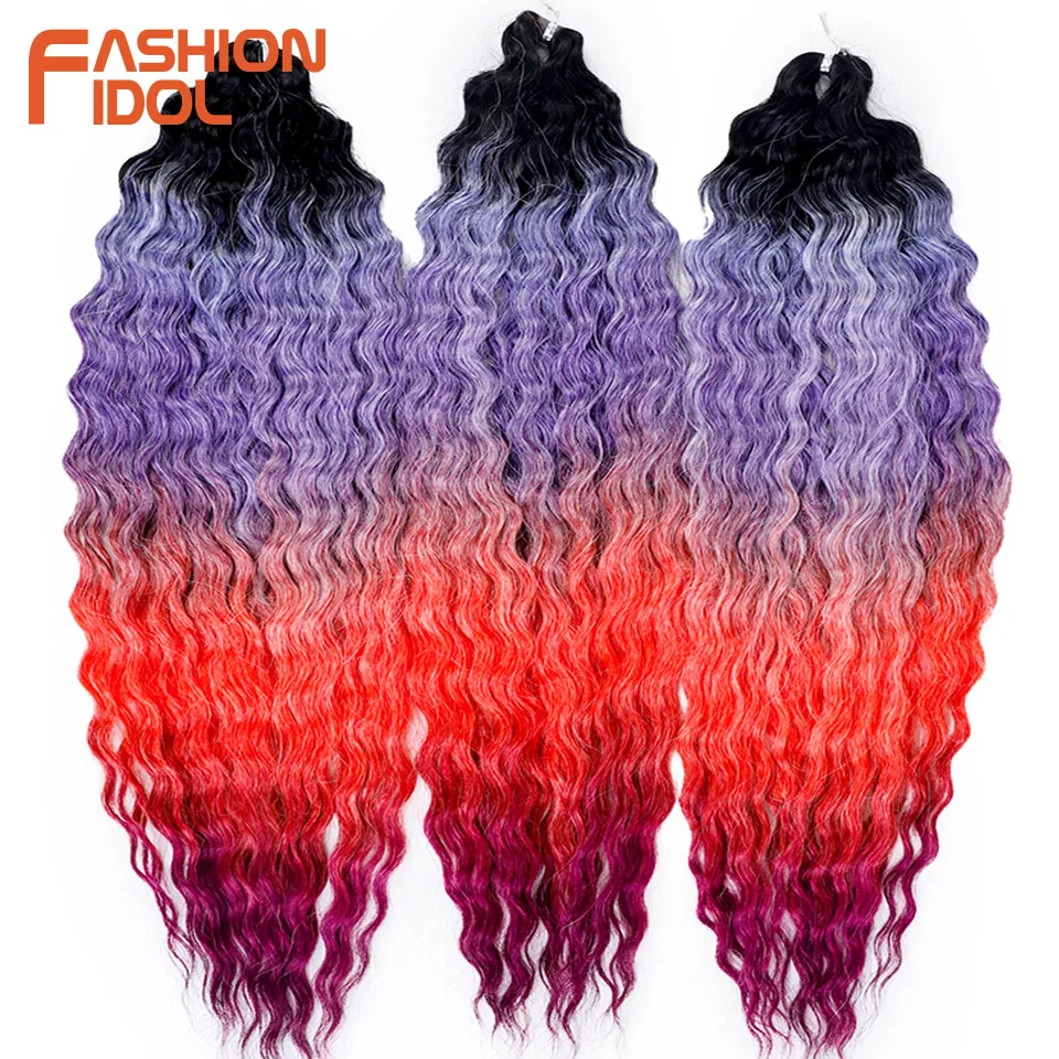 

FASHION IDOL 22 Inch Ariel Curl Hair Water Wave Twist Crochet Hair Synthetic Braid Hair Ombre Rainbow Braiding Hair Extensions