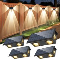 2/4PCS Solar Fence Light for Outdoor 3000K Step Stair Decor IP65 Waterproof Warm White Garden Deck Pathway Solar LED Wall Lamp