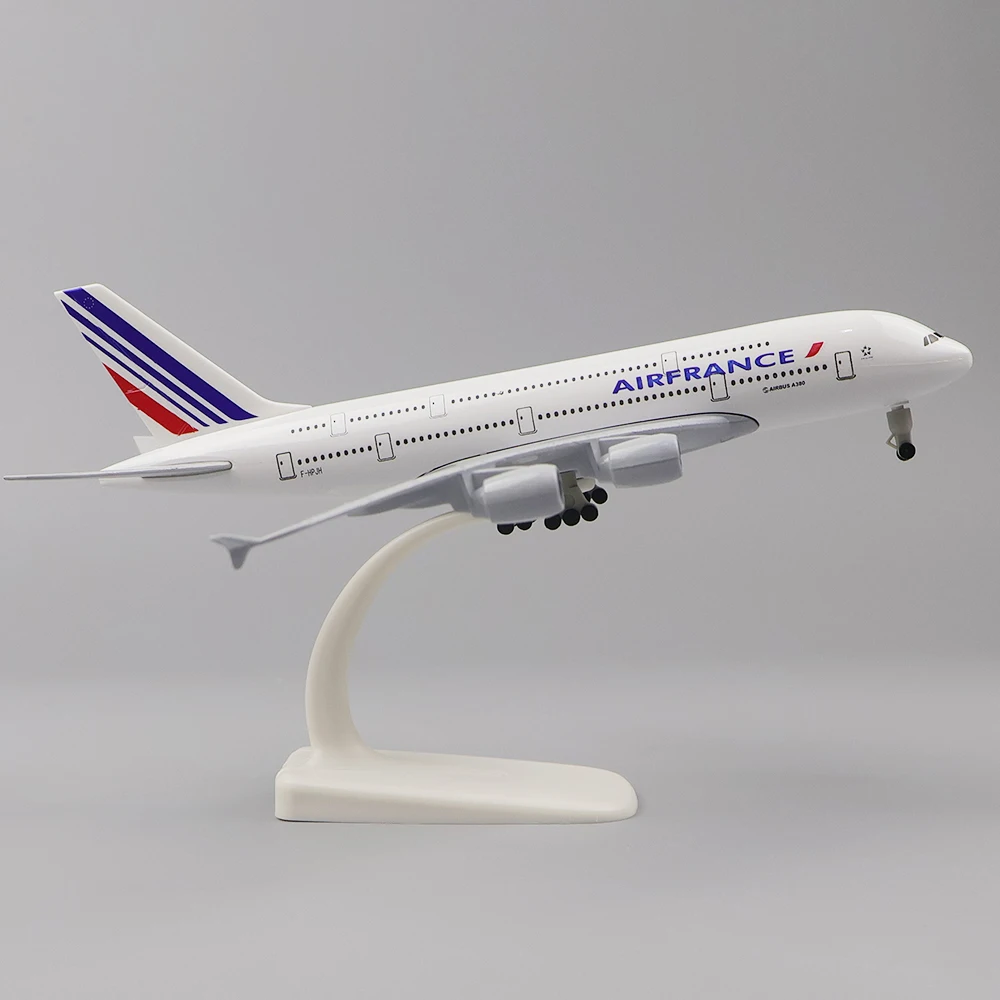 Modelo de avión de Metal de 20cm, réplica de A380 francés 1:400, Material de aleación, simulación de aviación, regalo de cumpleaños para niños, decoración