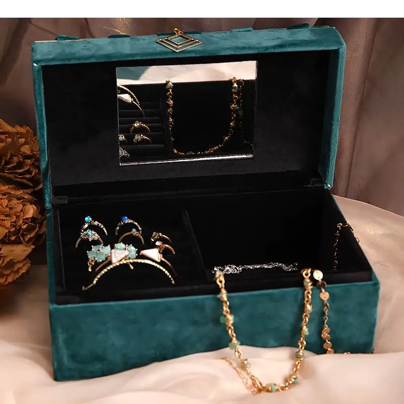 

Wind Flannel Jewelry Box Fabric Earrings Desktop Storage