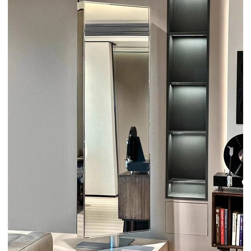 

Minimalist fitting mirror Rotatable floor stainless steel full-length Bedroom cloakroom full-length mirror