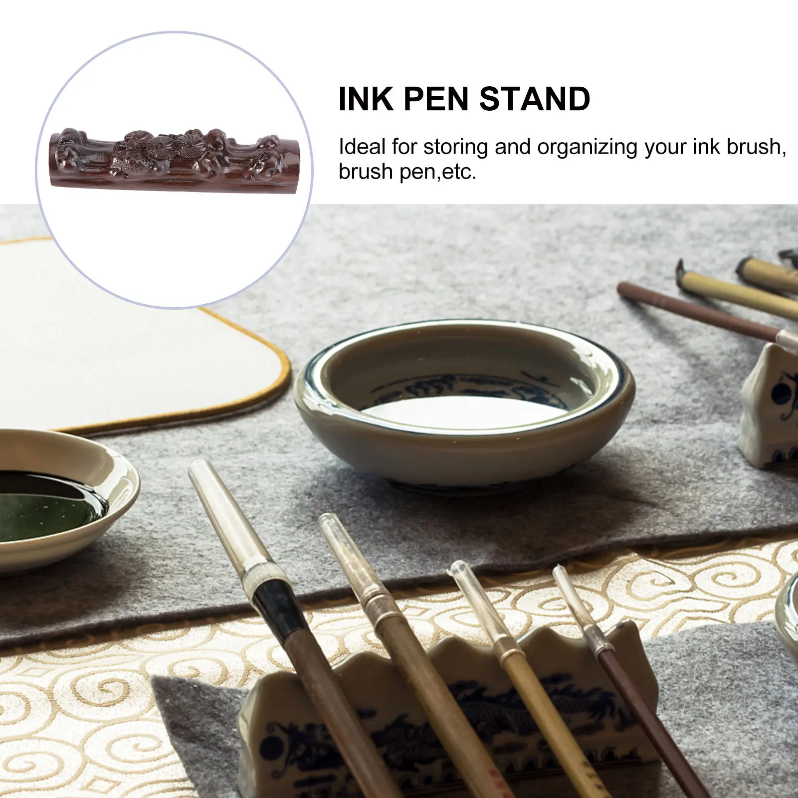1 stks Ebbenhout Chinese Borstel Penhouder Houten Kalligrafie Pen Rack Inkt Stand Desktop Organizer Gift Hout Chinese Borstel Rack