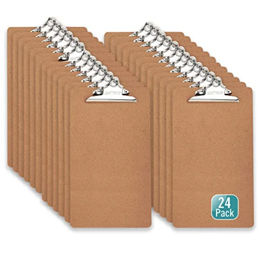 

24 Clipboards Standard A4 Letter Size, 9x12.5 inch Wooden Clipboard with 6" Metal Clip, Hardboard, Fits 8.5 x 11 Inch Paper, Bu
