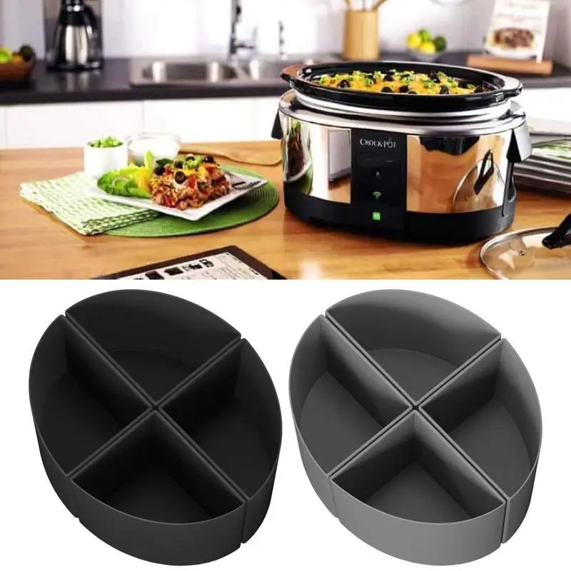 Slow Cooker Divider Silicone Insert BPA Free Dishwasher Safe Leak Proof & Easy To Clean Safe Divider Liners For Slow Cooker