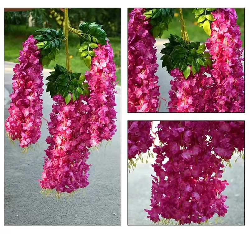 

12 Pieces / Lots Artificial Wisteria Flower Simulation Fake Flower Branch Wedding Decoration Party Decoration Flower Branch