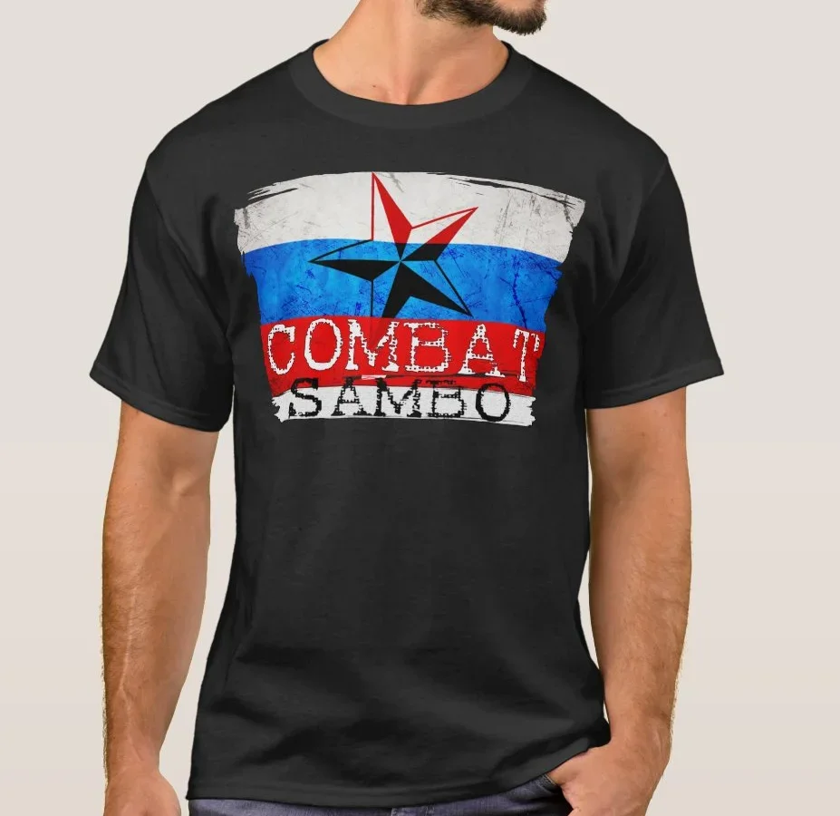 Fashion Russian Flag Sambo Red Star Symbol Russia Sambo Combat T-Shirt. Summer Cotton Short Sleeve O-Neck Mens T Shirt New S-3XL