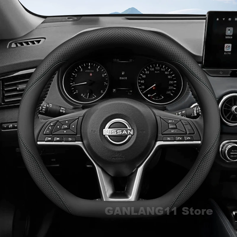 

Leather Car Steering Wheel Cover For Nissan Navara e-POWER 2025 2022-2024 Car-Style Auto Steering Wheel Nissan Kicks Accessories