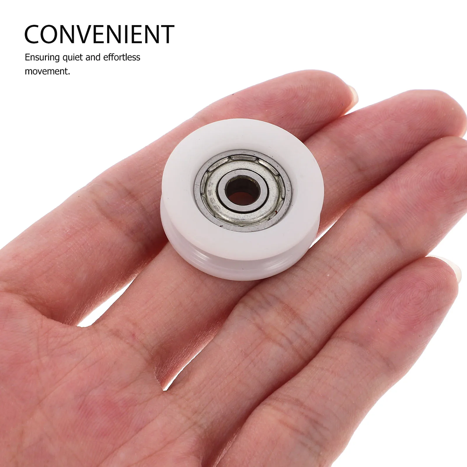 4 Pcs Nylon Pulley Ball Bearing White Wheel for Door Window Drawer Mechanism Non Perforated Roller Sliding Hardware