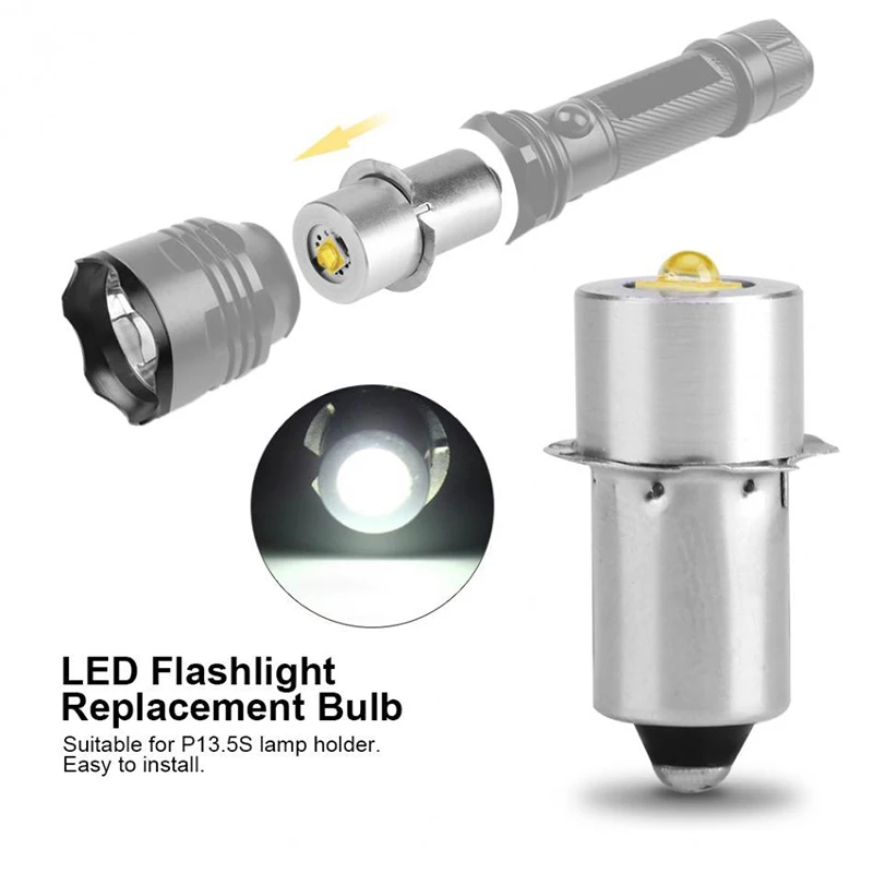 Hot Sale P13.5S 3W DC3V-12V DC6V-24V LED Upgrade Lamp Bulb Flashlight Replacement Bulb Torch Emergency Light Bulbs Work CD Cells