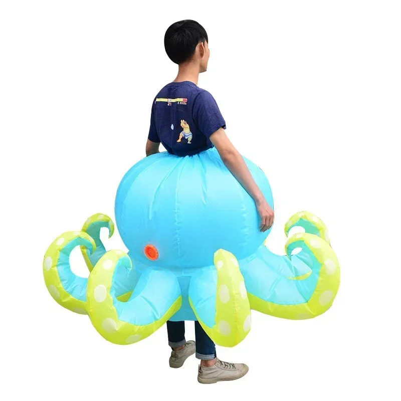 Traje inflable de pulpo para hombre y mujer, accesorios de actuación, traje de soplado de aire de tiburón, mascota de Halloween, ropa de fiesta de escenario