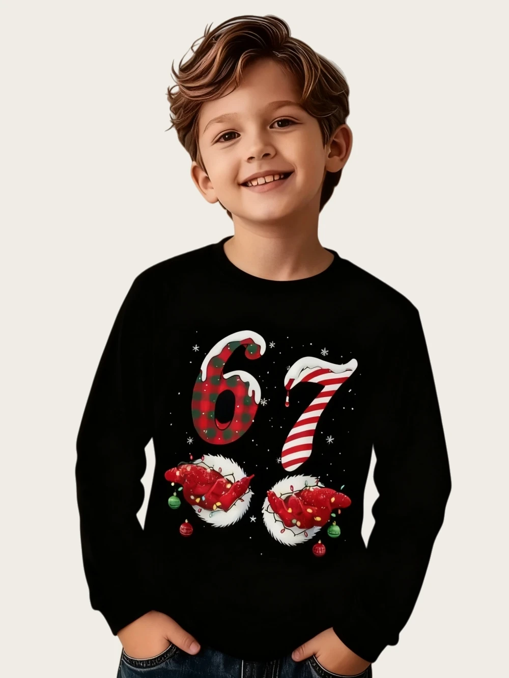 مضحك ستة سبعة 6 7 ميمي تي شيرت للأطفال الفكاهة الفوضى Y2k لعبة قائلا المحملة هدية الكريسماس الأولاد كم طويل قمة الموضة الملابس