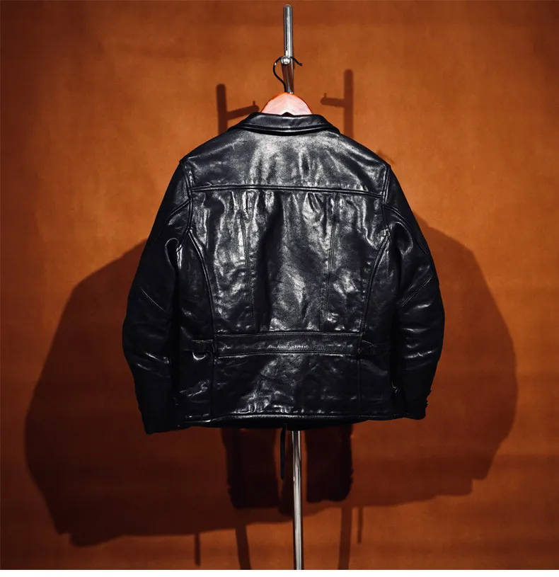 Tailor Brando Classic 1930s Heavy Washed Vegetable Tanned Horsehide Men's Genuine Leather Jacket
