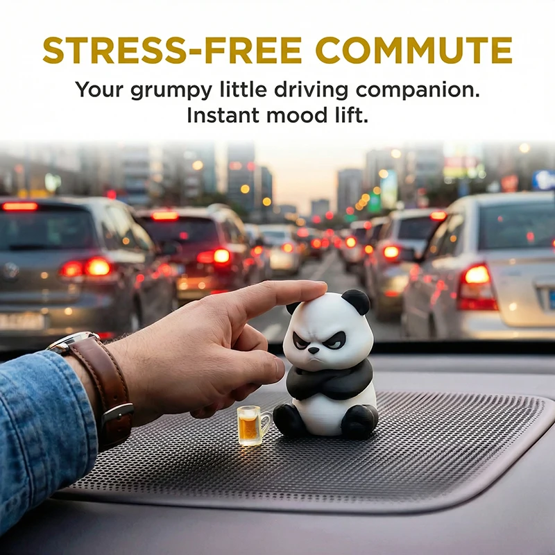Funny 3D Printed Angry Panda Auto Dashboard Decor Cute Car Accessories for Interior Stress Relief Ornaments For Car & Home Desk
