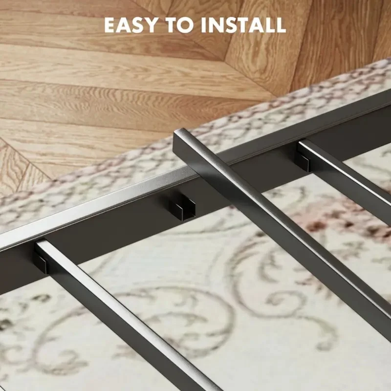 Queen Size Bed Frame with Headboard Heavy Duty Metal Wood Storage Solution Easy Assembly No Box Spring Required Strong Stability