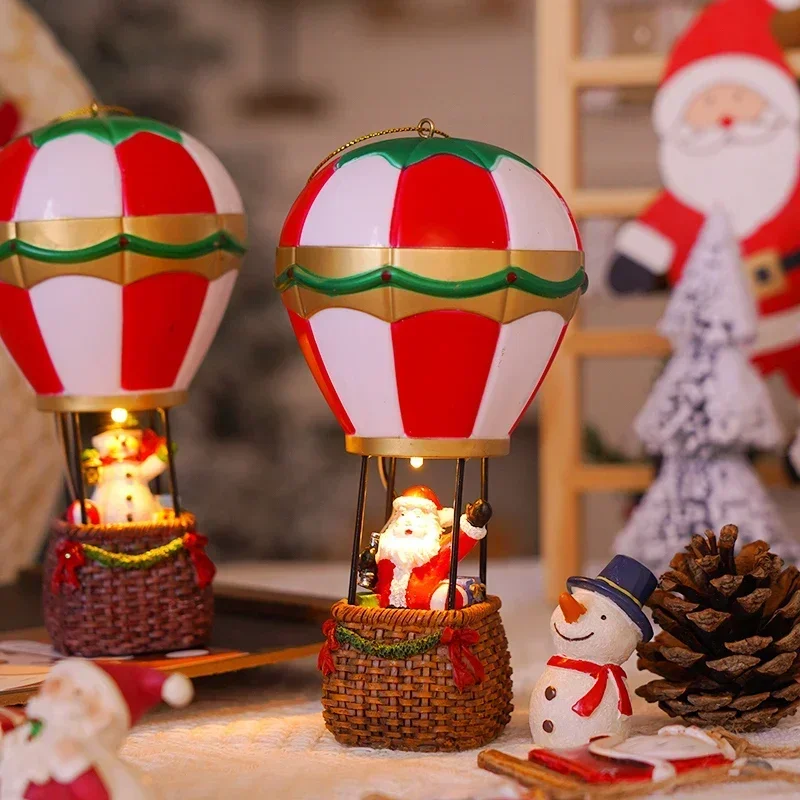 عيد الميلاد الحلي الراتنج مضيئة، مصباح LED عيد الميلاد ثلج سانتا مصغرة المناظر الطبيعية الديكور، عيد الميلاد المقصورة الحلي هدية