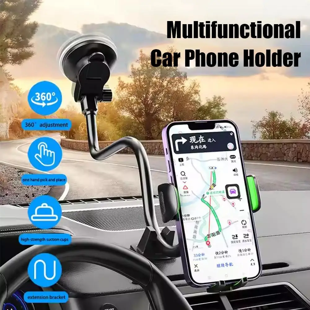 

Universal Car Windshield Suction Cup Phone Holder Extended Interior Navigation GPS Adjustable Car Bracket G1L7