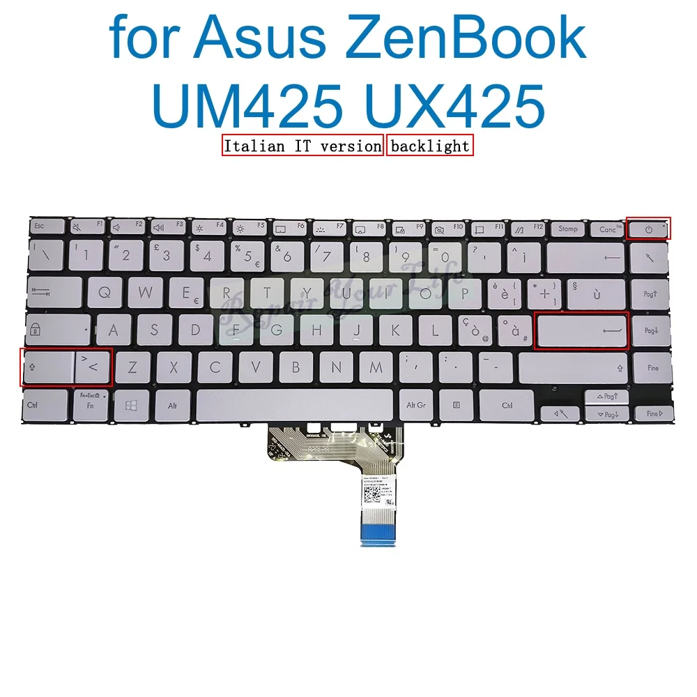 

IT German Belgian Backlight Keyboard for Asus Zenbook UM425 UX425 UX425UAZ UX425U UX425UA UM425U U4700 PC Italian BEL AZERTY