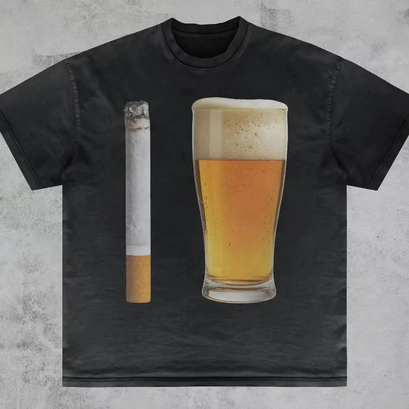 2026 Beer and Cigarette T-Shirt  Alcohol Funny Offensive Sarcastic Humor Edgy Clothes Dank Memes