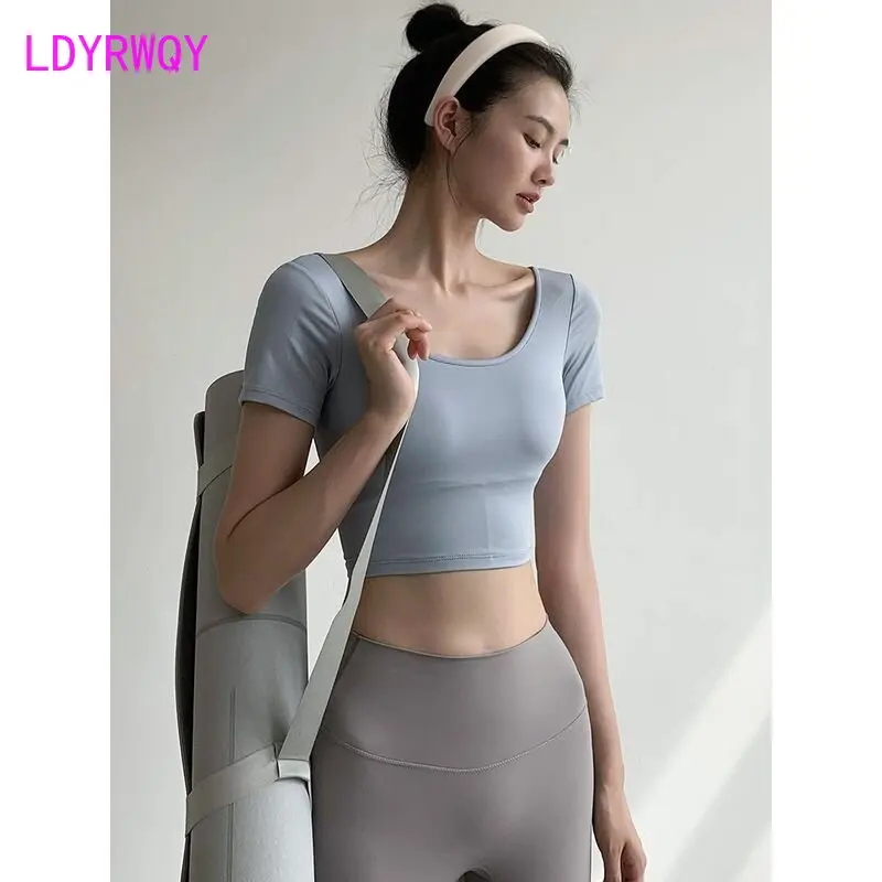 Gym clothes women\'s summer new slim slim short T-shirt professional training yoga wear top