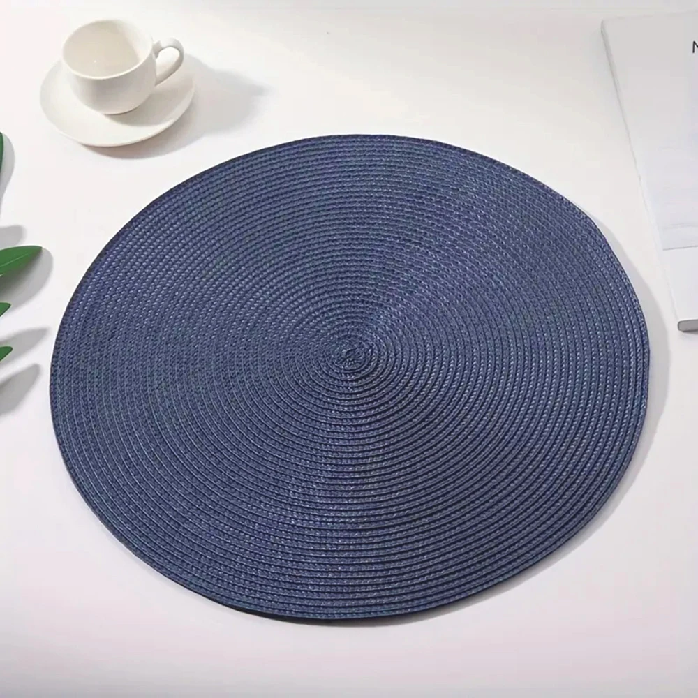 

6pcs Solid-Color Woven Placemats Easy Storage Reusable Pot Mat Decor Tableware Accessories