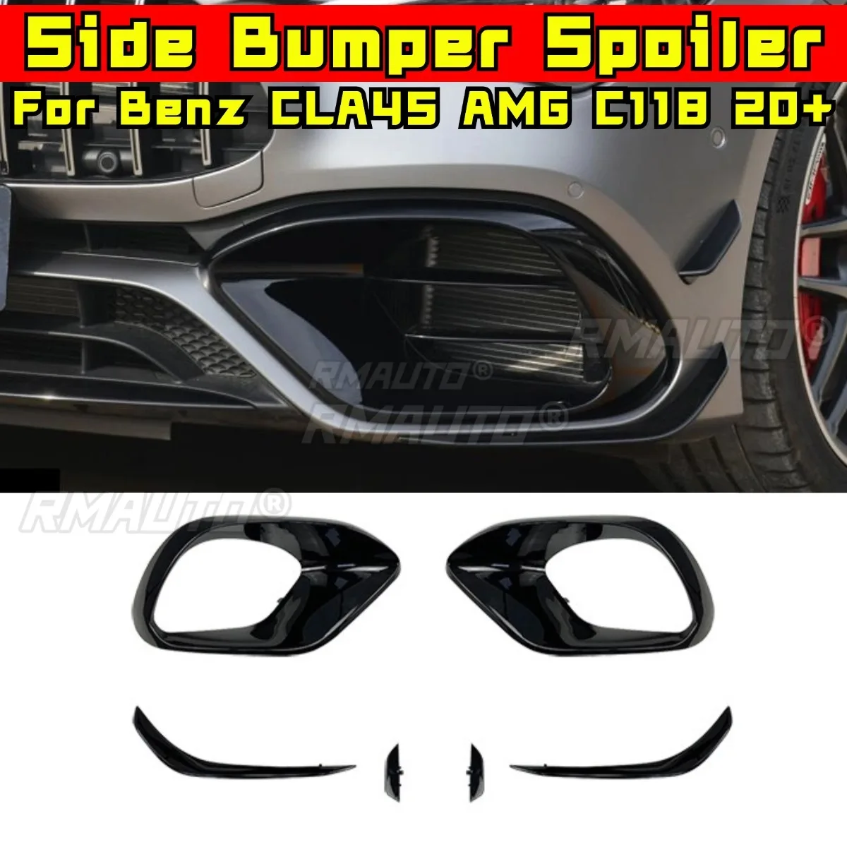 

Car Side Bumper Air Intake Vent Splitte Accessories For Benz CLA45 AMG C118 2020+ Rear Bumper Splitter Cover Air Vent Trim