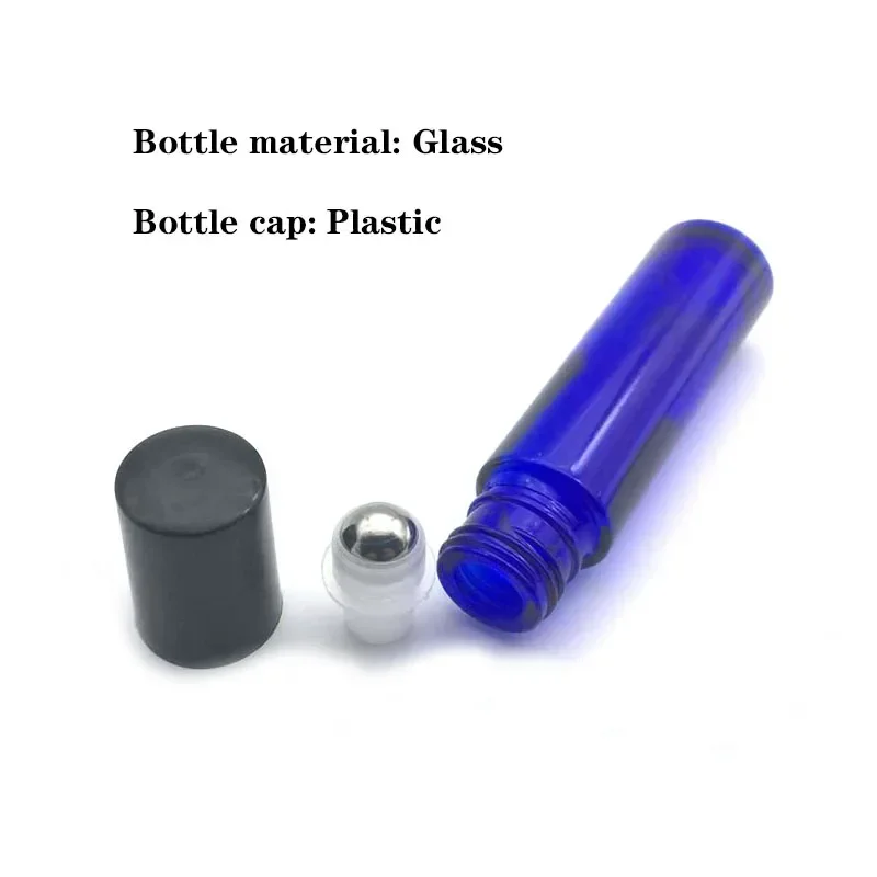 5 unidades/pacote 1ml 2ml 3ml 5ml 10ml garrafas de vidro colorido rolo amostra teste frascos de óleo essencial com rolo bola de metal