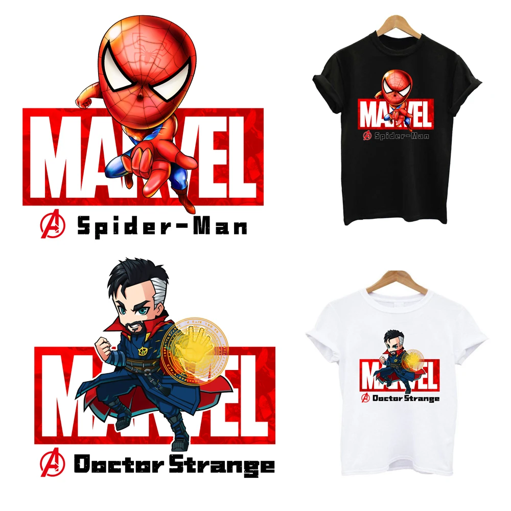 2Pcs/Lot Marvel Iron On Fusible Patches Heat-Adhesive Thermal Transfer Stickers T Shirt DIY Ironing Application For Clothing