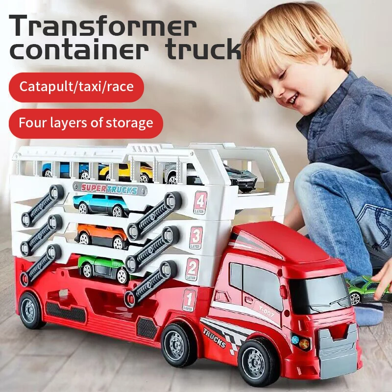 

Pop-up container-style truck engineering vehicle, racing toy, children's toy push-pull vehicle equipped with 6 alloy wheels, Chi