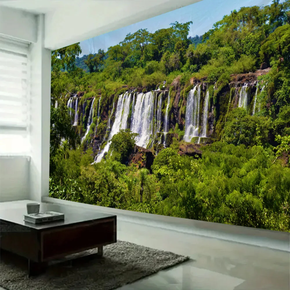 

Beautiful forest waterfall tapestry, living room fabric mural, home decoration wall cloth, beach picnic tablecloth, sleeping mat