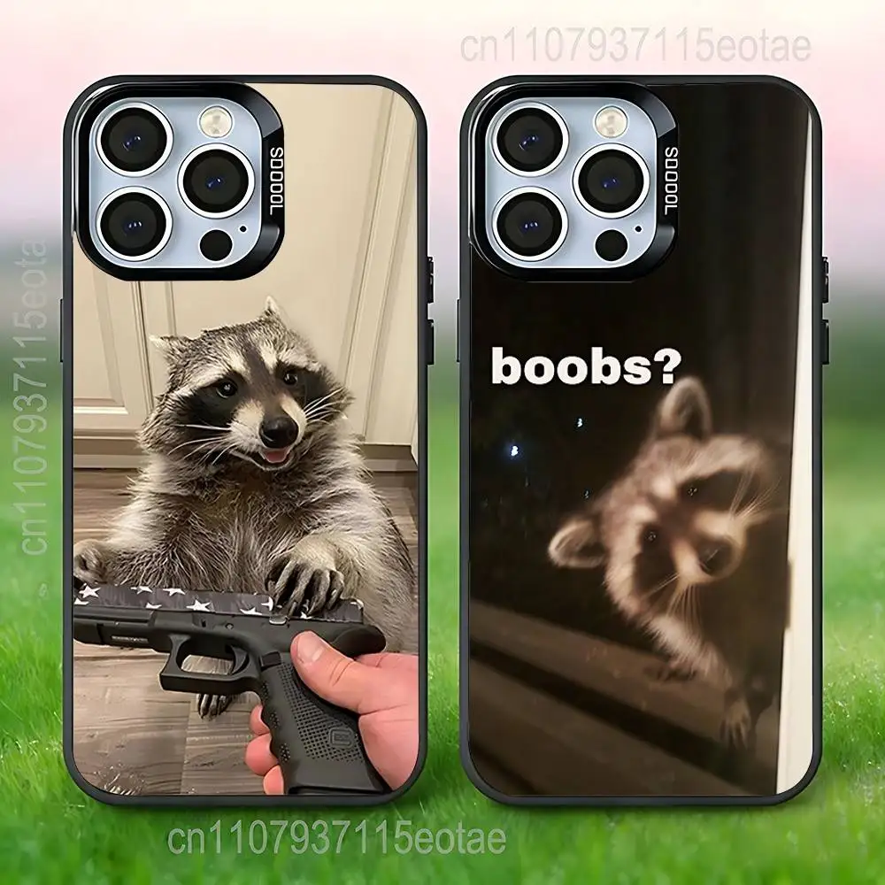 

Funny Cute Raccoon ANIMAL Phone Case For iPhone 17,16,15,14,13,12,11,Pro,XS,Max,Plus,Mini,SE4,E Black Matte Shockproof Cover
