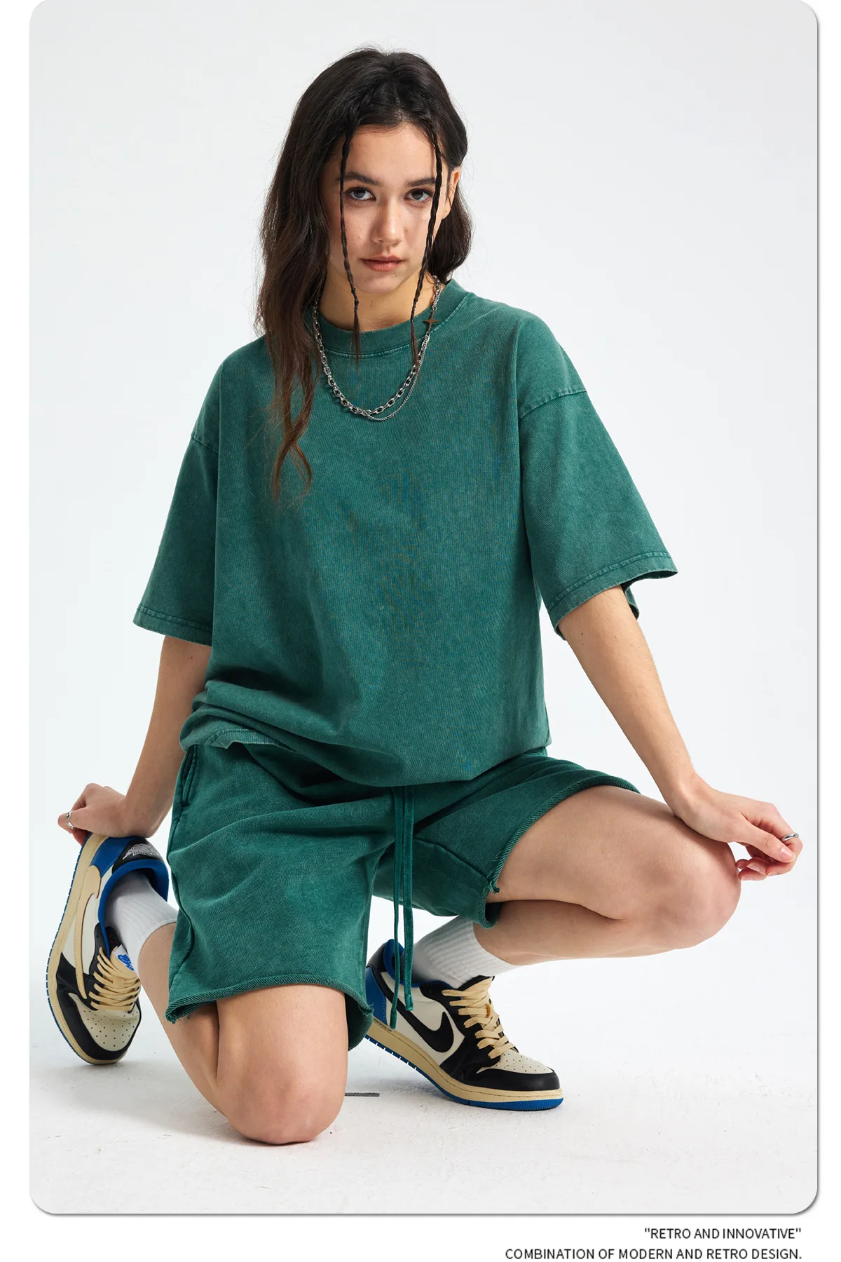 2025 New Tie-Dye Washed Vintage T-Shirt & Shorts Set, Oversize Unisex American Streetwear, Couple Matching Summer Casual Outfit