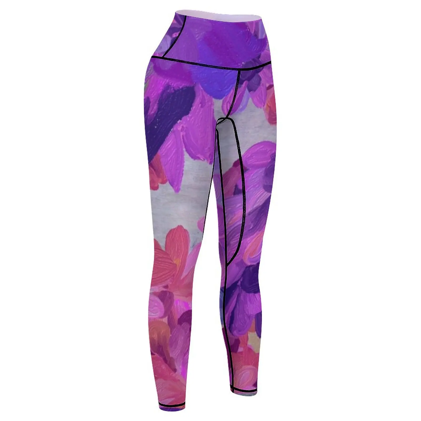 Leggings de sport violet jardin pour femmes, haut de gym, vêtements de fitness