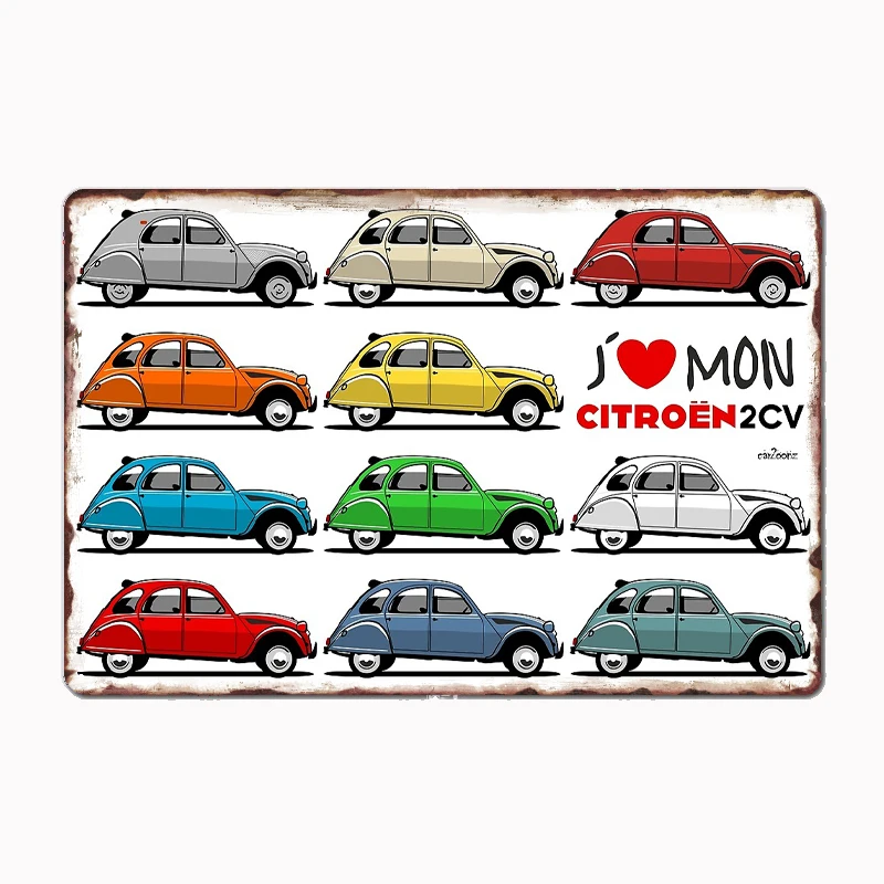 

I Love My Citroën 2cv Limited Editions Metal Sign Poster Garage Decoration Room Decor Automobile Club Tin Home Decor