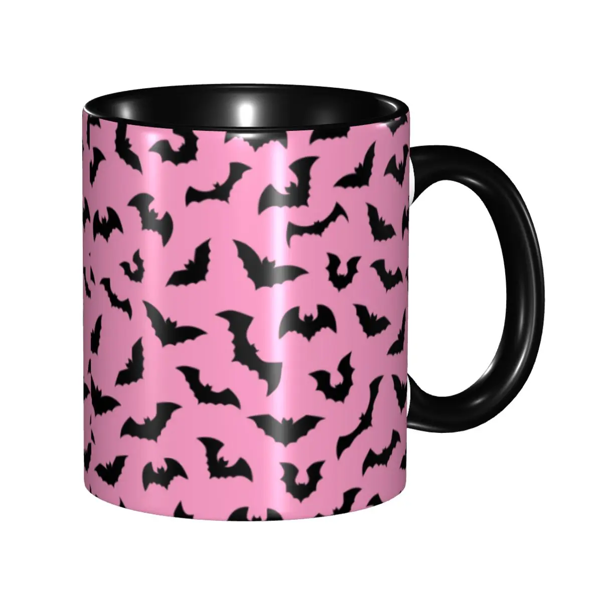 

Pastel Goth Pink Black Bats Coffee Mugs DIY Personalized Halloween Witch Ceramic Milk Tea Mug