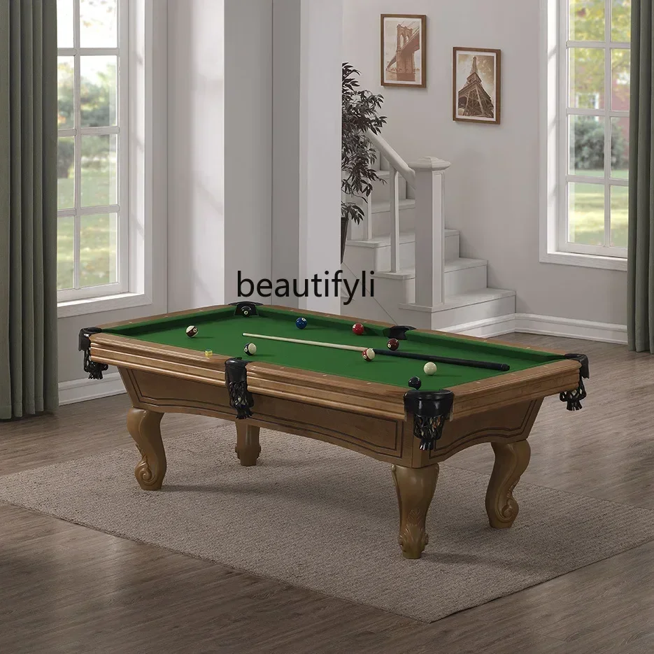 Pool Table Household 233.33cm Billiards Solid Wood Carving Antique Ball Table American Table Tennis Bar